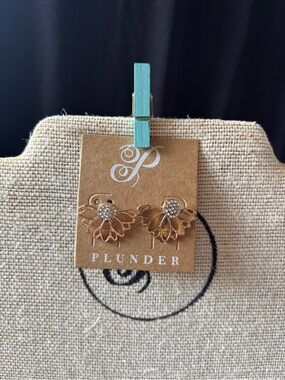 Plunder Rose Gold Floral Crystal Outline Stud Earrings